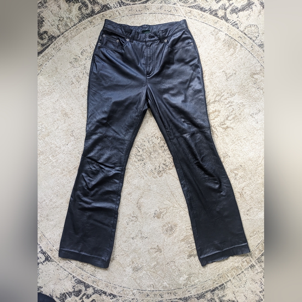 Ralph Lauren Jeans Women's Black Soft Leather Pants Size 8